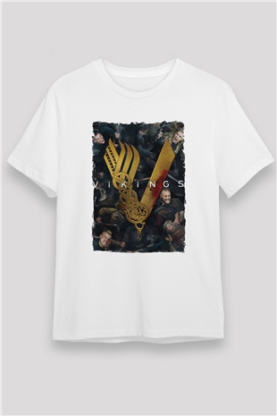 Vikings Beyaz Unisex Tişört T-Shirt