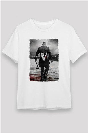 Vikings Beyaz Unisex Tişört T-Shirt