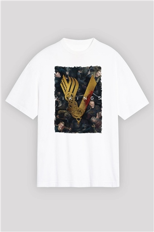 Vikings Beyaz Oversize Tişört Oversize T-shirt