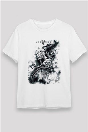 Vikings Beyaz Unisex Tişört T-Shirt