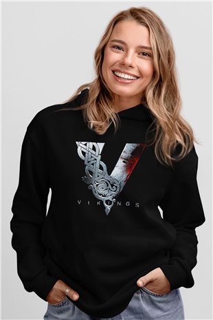 Vikings Siyah Unisex Hoodie