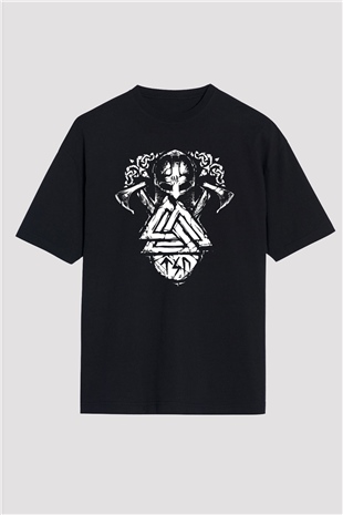 Vikings Siyah Unisex Oversize Tişört T-Shirt
