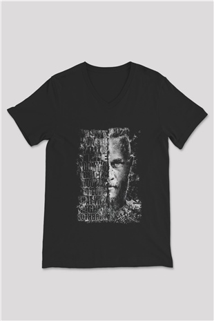 Vikings Siyah Unisex V Yaka Tişört