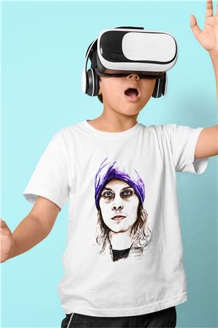 Ville Valo Baskılı Beyaz Unisex Beyaz Çocuk Tişört - Tshirt