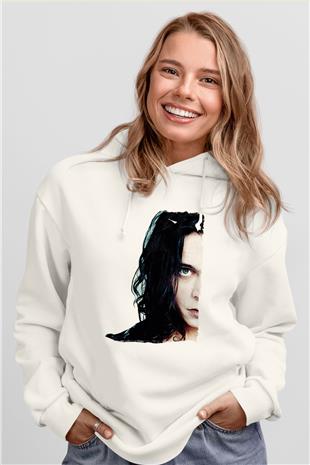 Ville Valo Baskılı Beyaz Unisex Kapüşonlu Sweatshirt