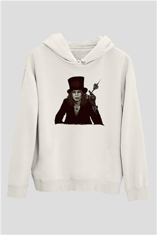 Ville Valo Baskılı Beyaz Unisex Kapüşonlu Sweatshirt