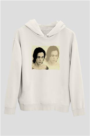 Ville Valo Baskılı Beyaz Unisex Kapüşonlu Sweatshirt