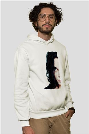 Ville Valo Baskılı Beyaz Unisex Kapüşonlu Sweatshirt
