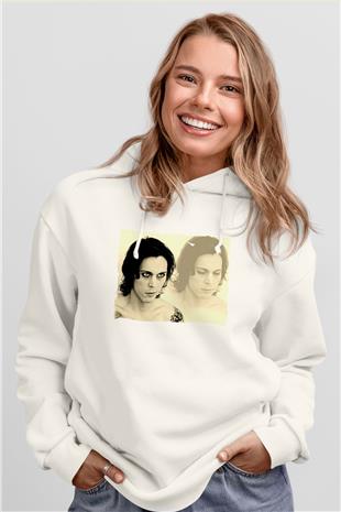 Ville Valo Baskılı Beyaz Unisex Kapüşonlu Sweatshirt