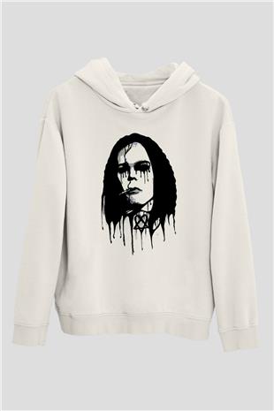 Ville Valo Baskılı Beyaz Unisex Kapüşonlu Sweatshirt