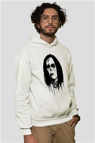 Ville Valo Baskılı Beyaz Unisex Kapüşonlu Sweatshirt