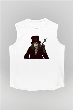 Ville Valo Baskılı Beyaz Unisex Kolsuz Tişört - Tshirt