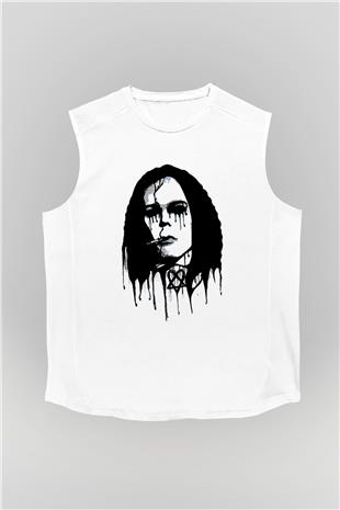 Ville Valo Baskılı Beyaz Unisex Kolsuz Tişört - Tshirt