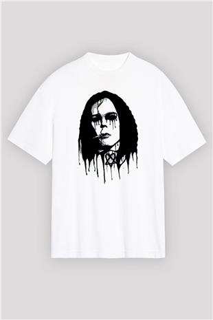 Ville Valo Baskılı Beyaz Unisex Oversize Tişört - Tshirt