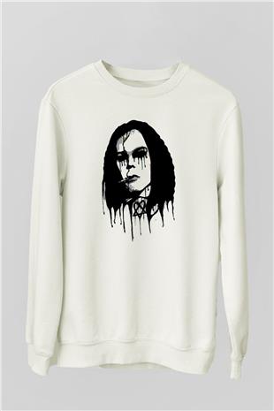 Ville Valo Baskılı Beyaz Unisex Sweatshirt