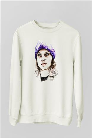 Ville Valo Baskılı Beyaz Unisex Sweatshirt