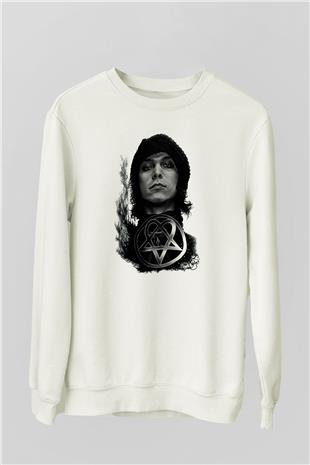 Ville Valo Baskılı Beyaz Unisex Sweatshirt