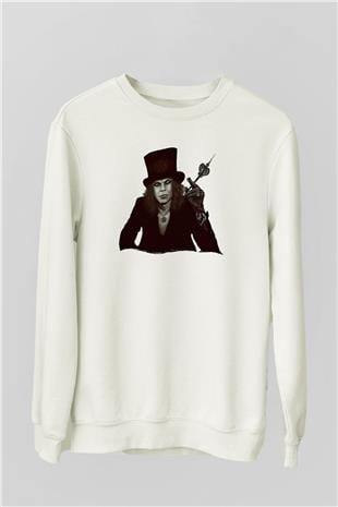 Ville Valo Baskılı Beyaz Unisex Sweatshirt