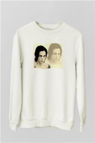 Ville Valo Baskılı Beyaz Unisex Sweatshirt