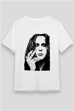 Ville Valo Baskılı Unisex Beyaz Tişört - Tshirt