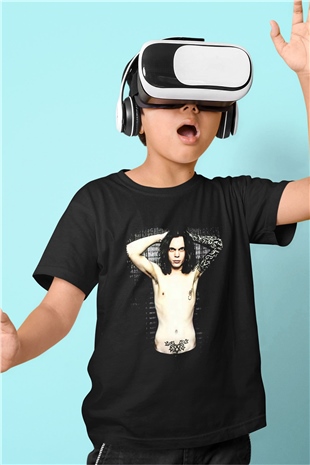 Ville Valo Baskılı Unisex Siyah Çocuk Tişört - Tshirt