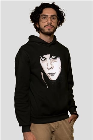 Ville Valo Baskılı Unisex Siyah Kapüşonlu Sweatshirt