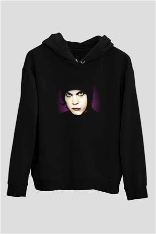 Ville Valo Baskılı Unisex Siyah Kapüşonlu Sweatshirt