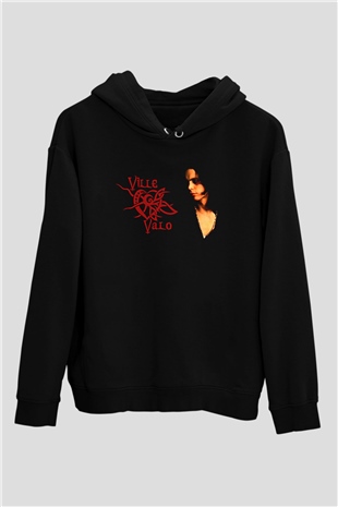 Ville Valo Baskılı Unisex Siyah Kapüşonlu Sweatshirt