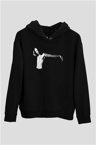 Ville Valo Baskılı Unisex Siyah Kapüşonlu Sweatshirt