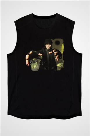 Ville Valo Baskılı Unisex Siyah Kolsuz Tişört - Tshirt