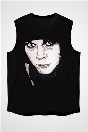 Ville Valo Baskılı Unisex Siyah Kolsuz Tişört - Tshirt