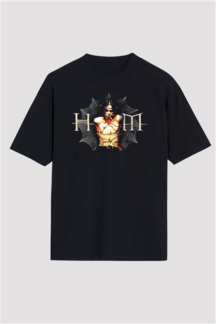 Ville Valo Baskılı Unisex Siyah Oversize Tişört - Tshirt