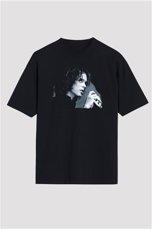 Ville Valo Baskılı Unisex Siyah Oversize Tişört - Tshirt