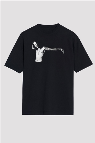 Ville Valo Baskılı Unisex Siyah Oversize Tişört - Tshirt