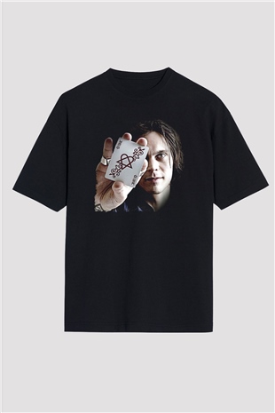 Ville Valo Baskılı Unisex Siyah Oversize Tişört - Tshirt
