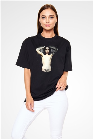 Ville Valo Baskılı Unisex Siyah Oversize Tişört - Tshirt