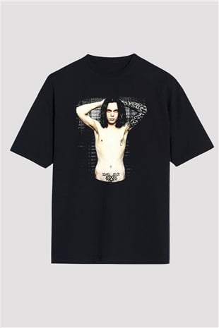 Ville Valo Baskılı Unisex Siyah Oversize Tişört - Tshirt