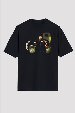 Ville Valo Baskılı Unisex Siyah Oversize Tişört - Tshirt