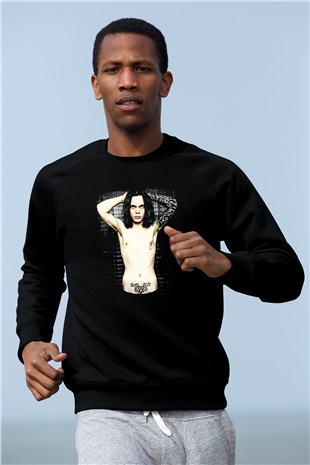 Ville Valo Baskılı Unisex Siyah Sweatshirt