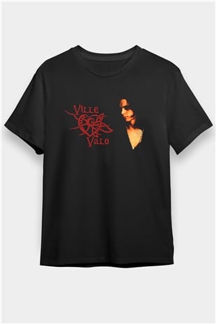 Ville Valo Baskılı Unisex Siyah Tişört - Tshirt