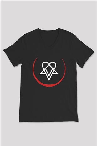 Ville Valo Baskılı Unisex Siyah V Yaka Tişört - Tshirt