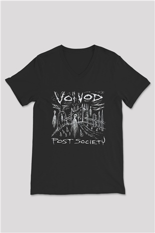 Voivod Siyah Unisex V Yaka Tişört T-Shirt