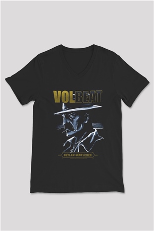 Volbeat Siyah Unisex V Yaka Tişört T-Shirt