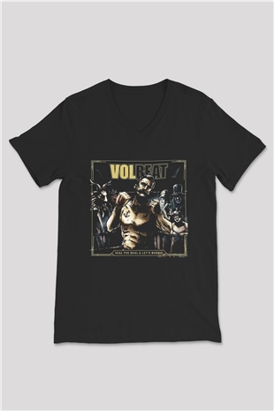 Volbeat Siyah Unisex V Yaka Tişört T-Shirt