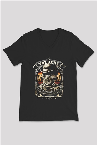 Volbeat Siyah Unisex V Yaka Tişört T-Shirt