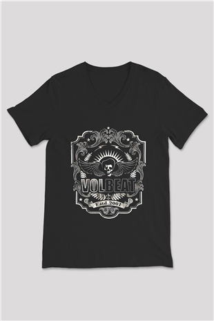 Volbeat Siyah Unisex V Yaka Tişört T-Shirt