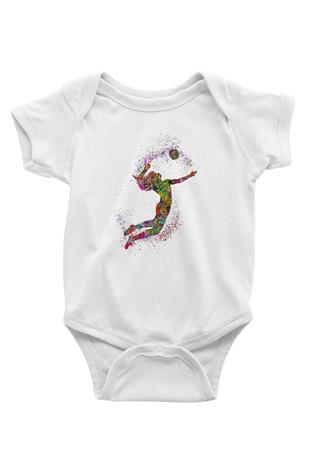 Voleybol Baskılı Beyaz Bebek Body - Zıbın