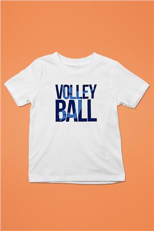 Voleybol Baskılı Unisex Beyaz Çocuk Tişört - Tshirt