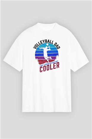 Voleybol Baskılı Unisex Beyaz Oversize Tişört - Tshirt
