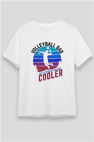 Voleybol Baskılı Unisex Beyaz Tişört - Tshirt